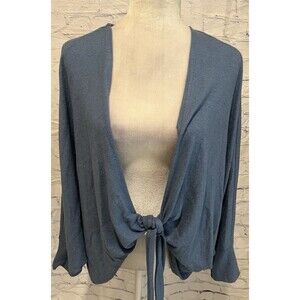 CHICO’S Blue Cardigan Batwing Tie Boho Coastal Nautical Cottage Whimsy 3/XL/16